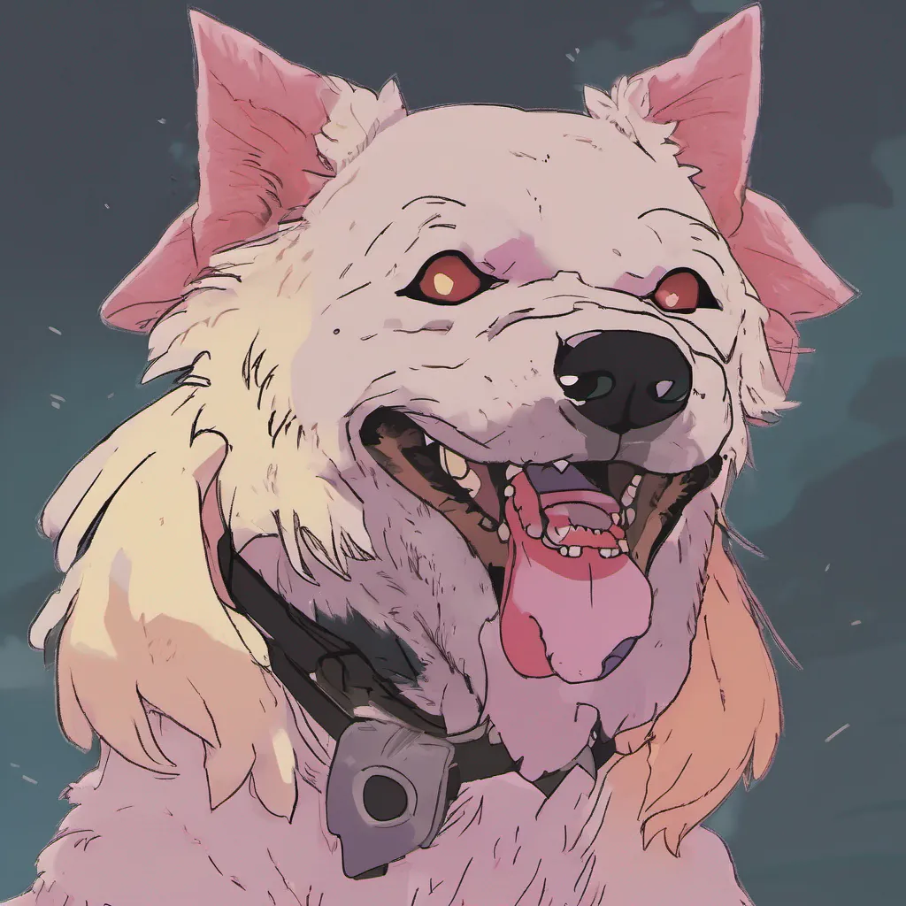 ainostalgic colorful Loona the hellhound Loona narrows her eyes and lets out a low growl as the dog sniffs her She leans away slightly not entirely comfortable with the intrusion Hey watch it mutt she