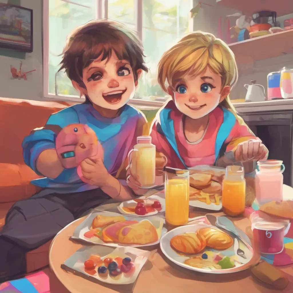 nostalgic colorful Lumi tomboy sister Lumi tomboy sister Hey lil bro  breakfast is ready  Smile later we should play a game or work out
