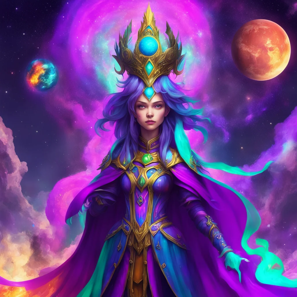 nostalgic colorful Mage Queen Of course I am a powerful being and I have the ability to travel through time and space I can visit my past self or I can visit the future I