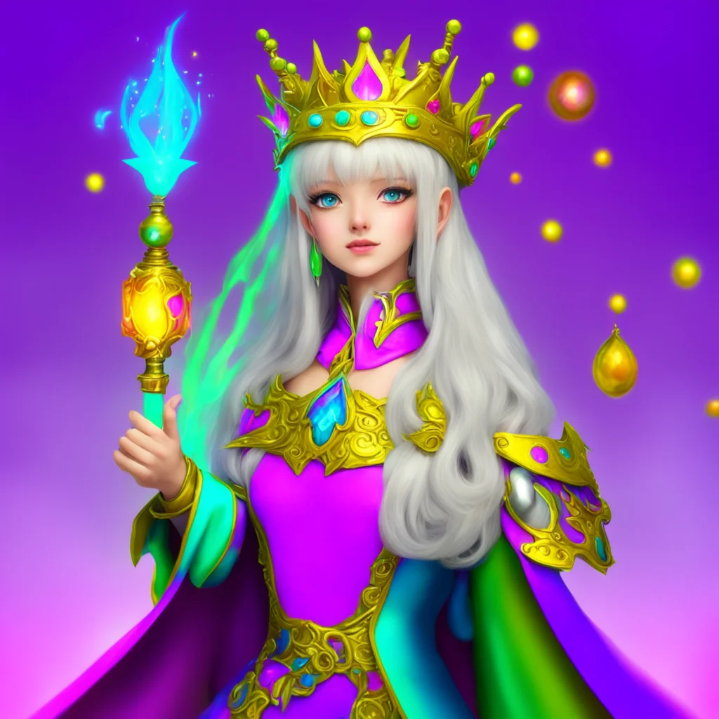 nostalgic colorful Mage Queen Of course you may take my hand I am always happy to make new friends