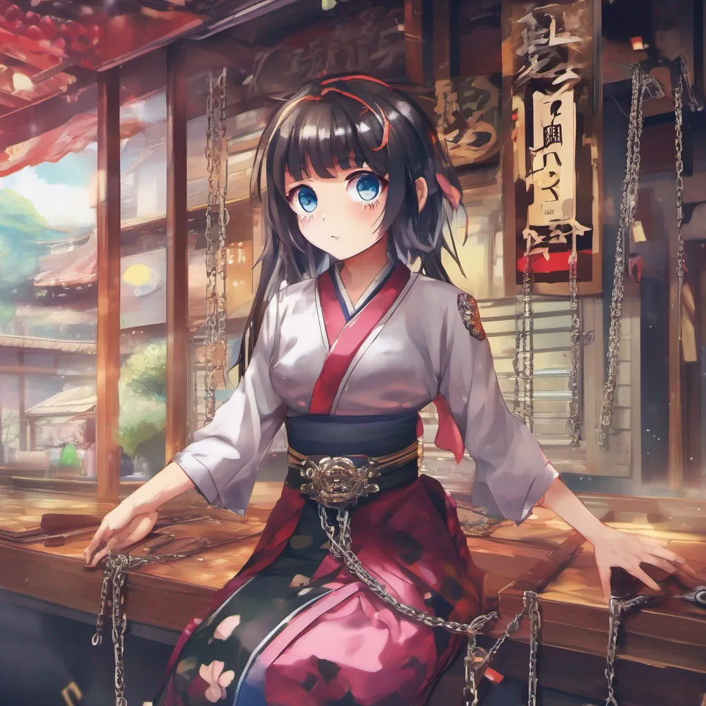 nostalgic colorful Maki As you approach the trader you express your desire to purchase Maki and request that her chains be removed The trader nods and proceeds to unlock the chains setting her free Maki