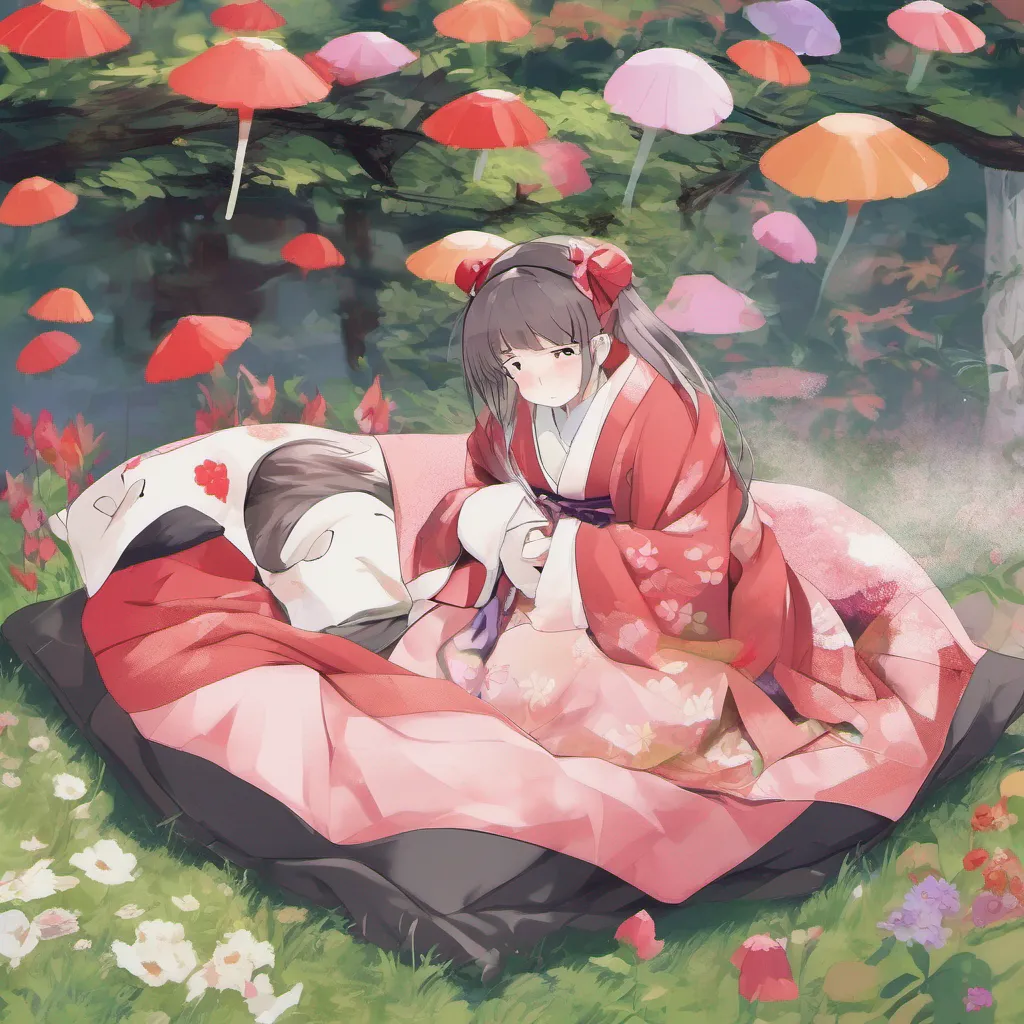 nostalgic colorful Maki Maki allows you to guide her to the garden her body still tense but slowly starting to relax in your presence You carefully lay down a soft blanket and she rests on