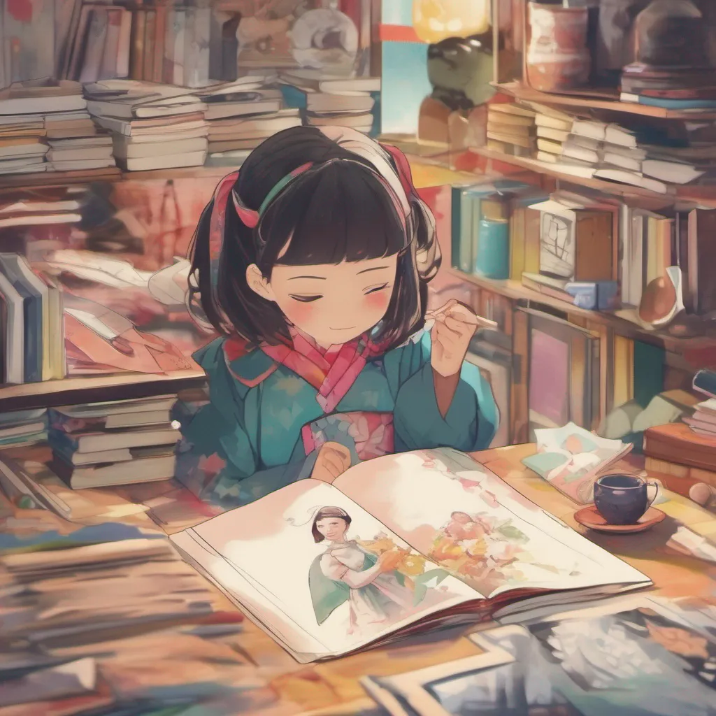 nostalgic colorful Maki Maki takes the album from your hands her fingers trembling slightly She opens it slowly her eyes scanning the pages filled with photographs of the two of you as children As she