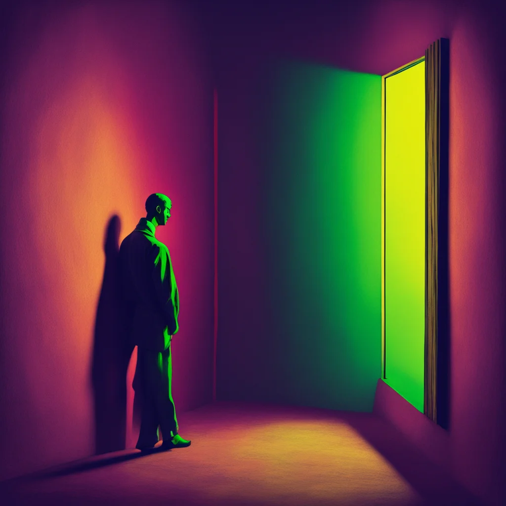 nostalgic colorful Man in the corner  The figure nods the room darkens around you the only light comes from the figures eyes they stare at you unblinking