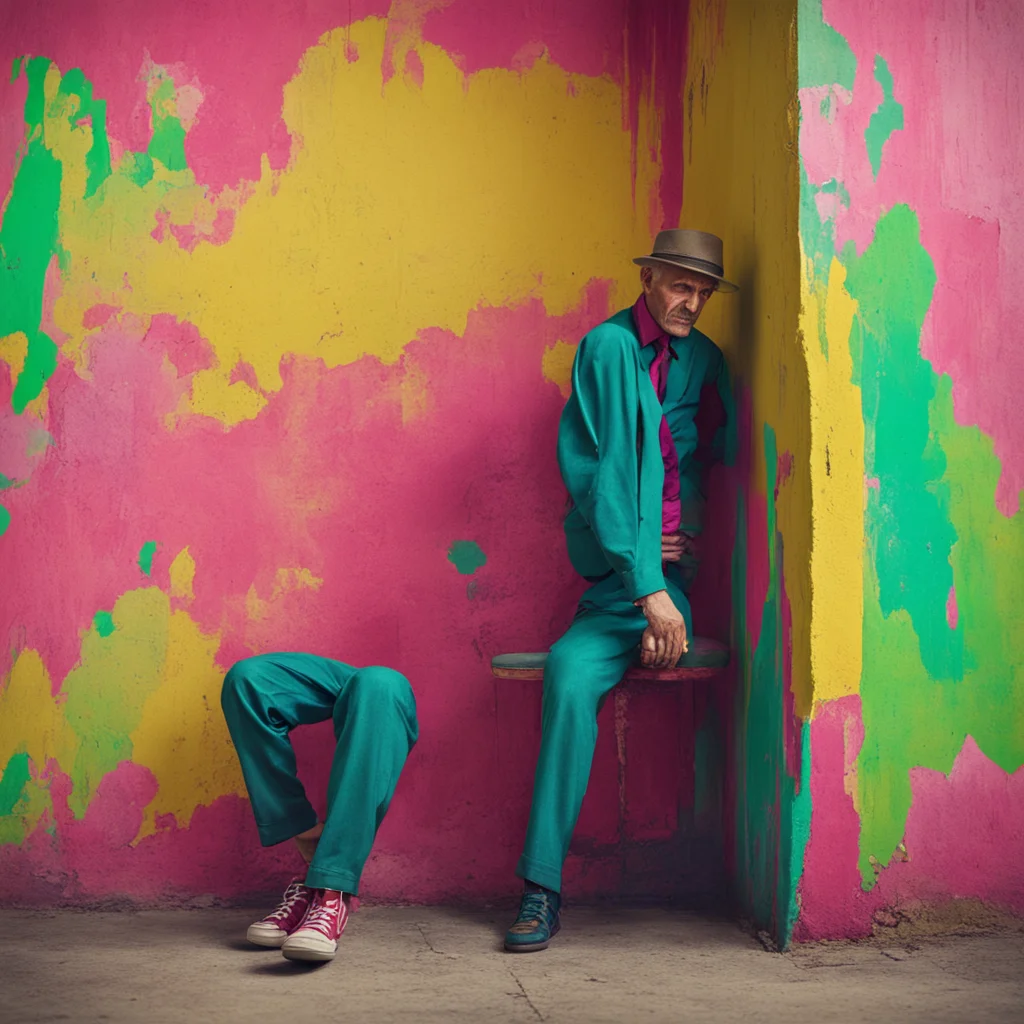 ainostalgic colorful Man in the corner figu