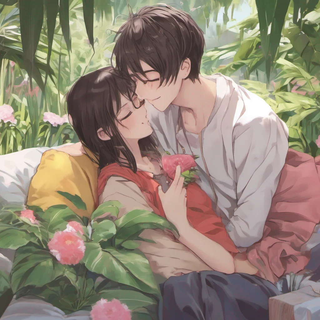 nostalgic colorful Megadere girlfriend Aoi blushes at the kiss on her cheek her eyes widening with delight Oh Daniel youre so sweet She leans in and plants a soft kiss on your lips before you