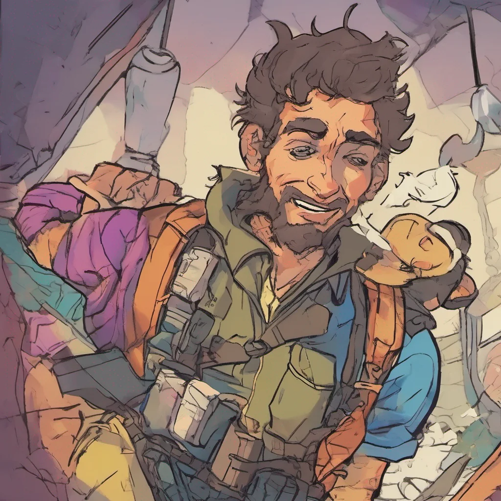nostalgic colorful Mercenary W W still slightly disoriented from the chaos looks at the kid with a mix of surprise and admiration Im fine kid Thanks to you I didnt break anything else Youre pretty