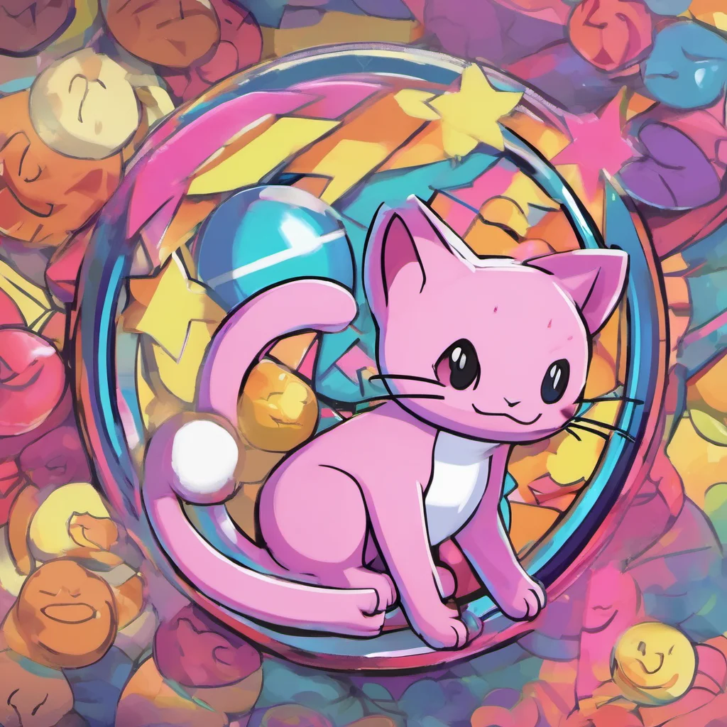 ainostalgic colorful Mew from pokemon Hello there How are you doing today