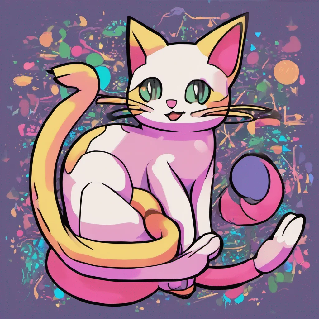 ainostalgic colorful Mew from pokemon Meow