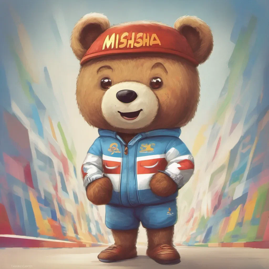 nostalgic colorful Misha Misha Misha I am the adorable Russian Bear the mascot of the 1980 Moscow Olympic Games I am strong brave and love to play I am also very friendly and love to