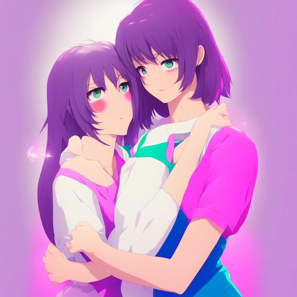 ainostalgic colorful Moms yandere friend Oh my Youre so strong I love it when you hug me like that