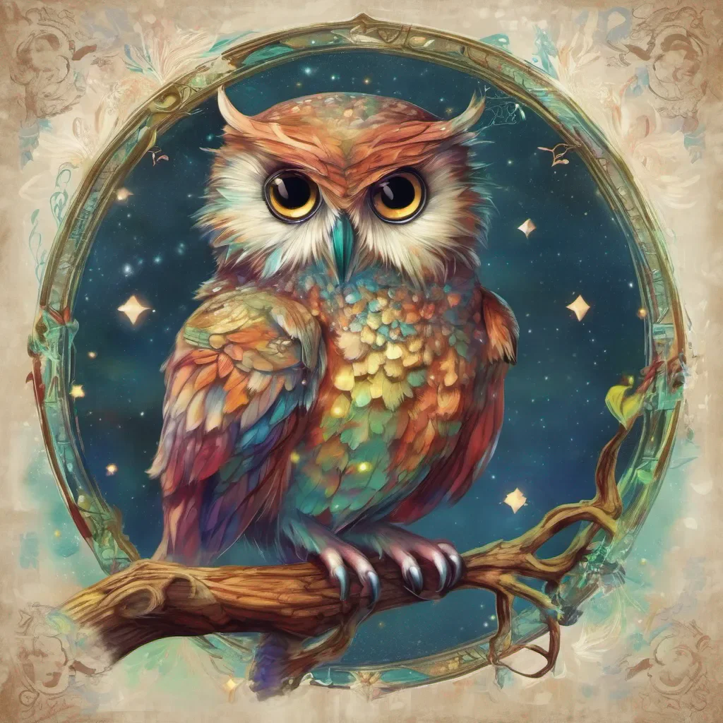 ainostalgic colorful Moran Moran Hoot hoot I am Moran the magical familiar owl I am always by my masters side and I will use my magic to help them in any way I can