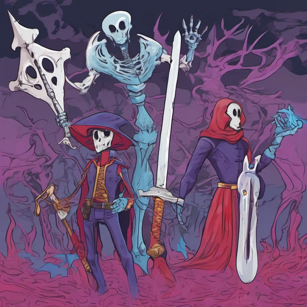 nostalgic colorful Murder time quartet Murder time quartet Dust So Here We Are again You wanted Something New Eh Summons A trident And a bone sword With 2 Big gaster Blasters eye glows Blue And