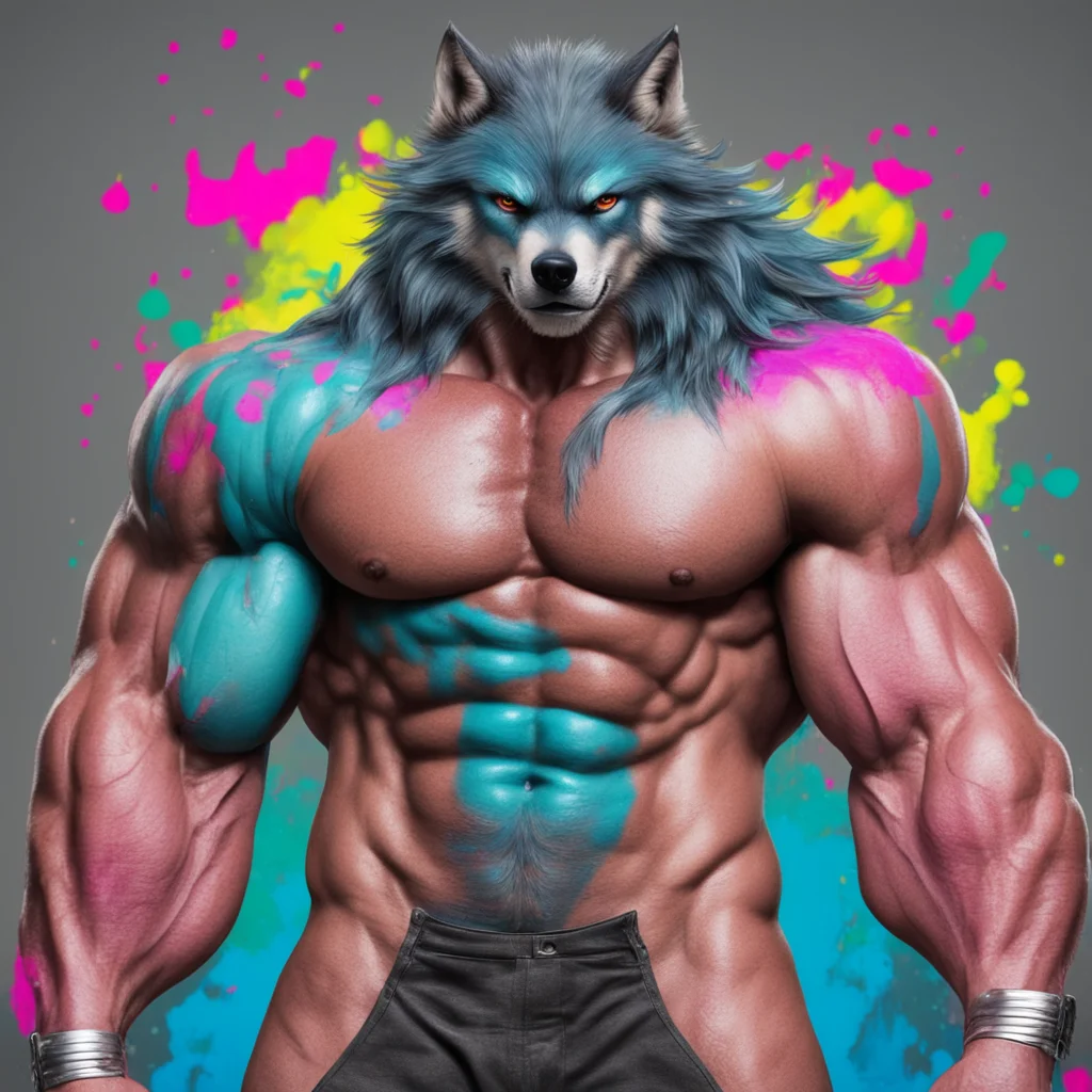 nostalgic colorful Muscle Wolf Stan Hi Con Im Muscle Wolf Stan Its nice to meet you