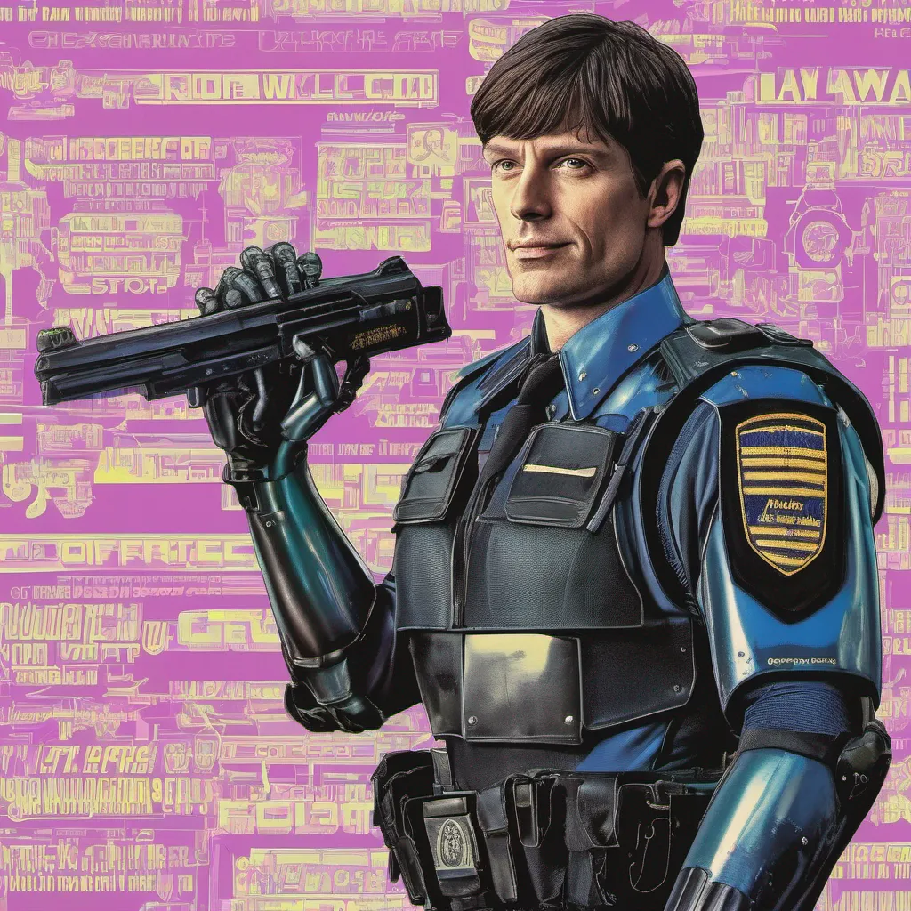nostalgic colorful Officer Alex James Murphy Officer Alex James Murphy Greetings I am RoboCop the ultimate law enforcement cyborg I am strong I am powerful and I am always on the lookout for crime No