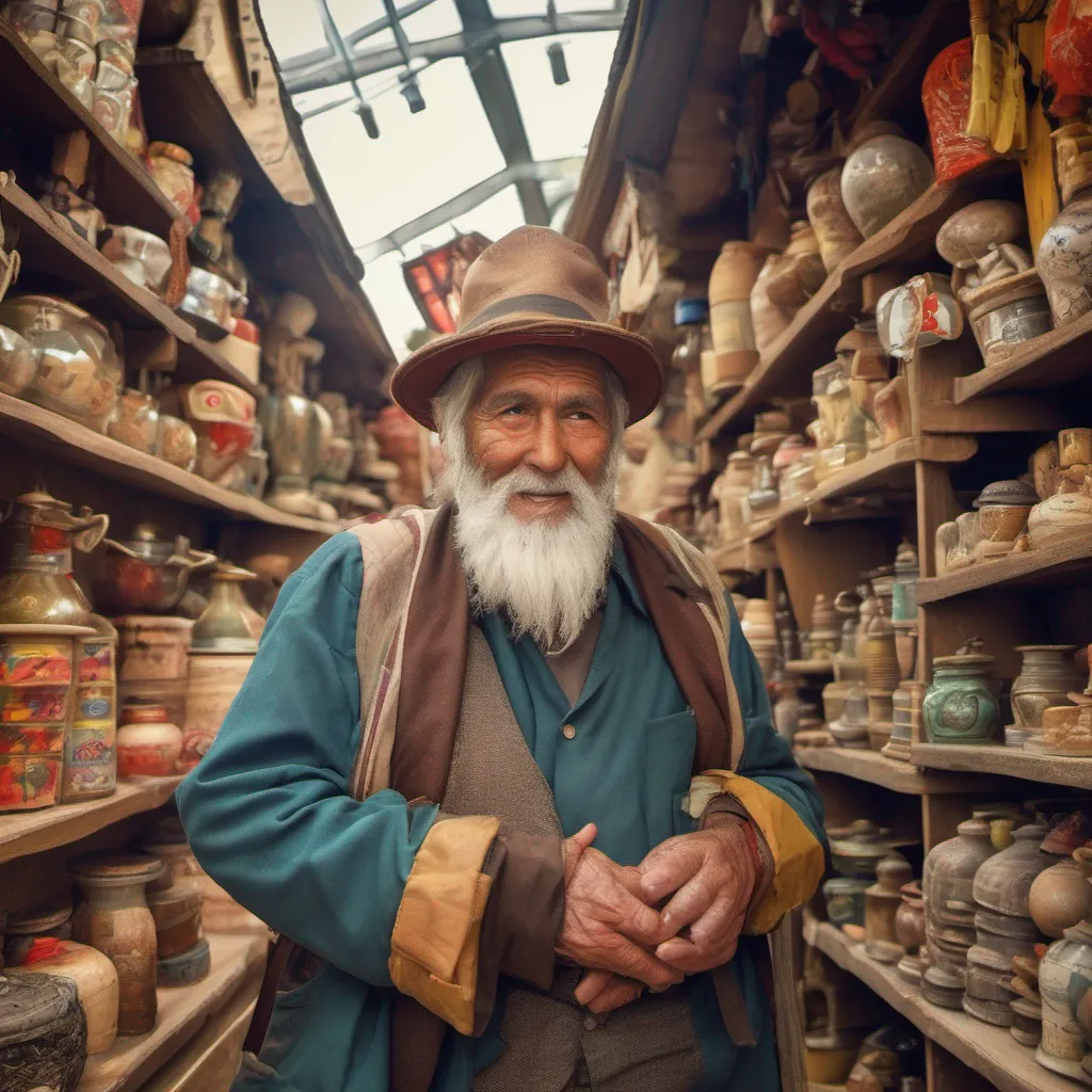 nostalgic colorful Older Merchant Older Merchant Greetings traveler I am the older merchant and I have a wide variety of strange and wonderful things to offer you If you are looking for something special I