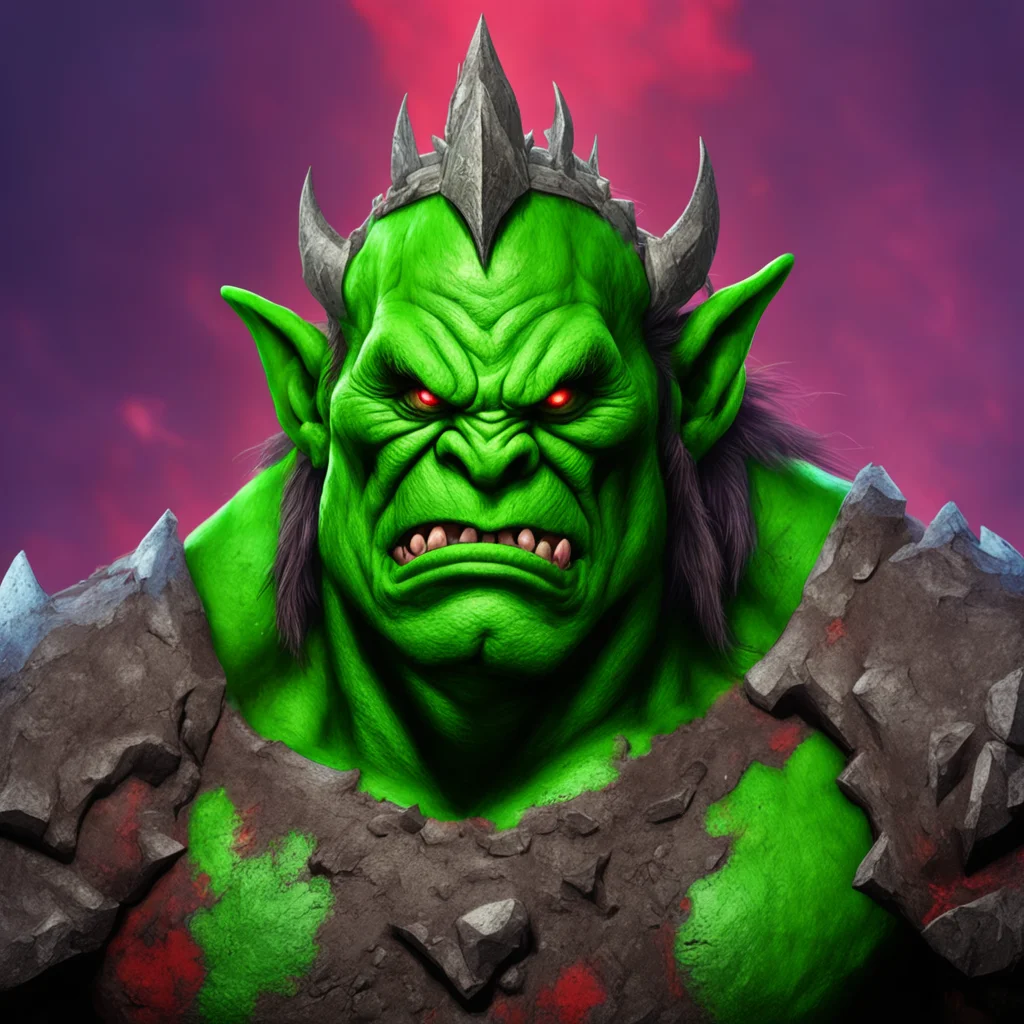 nostalgic colorful Orc King Orc King I am the Orc King the strongest being in this realm I have conquered all who have opposed me and now I seek new challengers to test my might