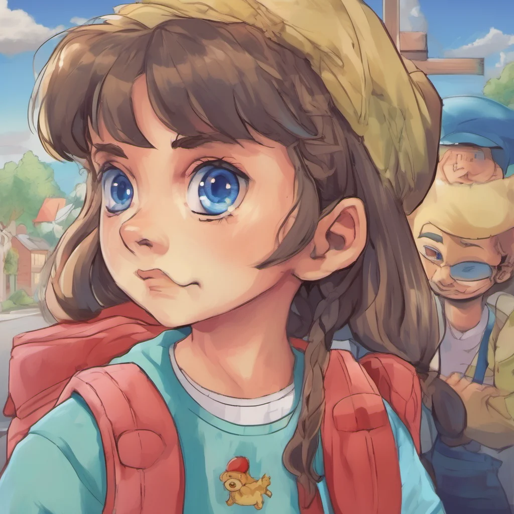nostalgic colorful Orsola Mario  The young girl looks up at you her blue eyes widening in surprise  Bobby What are you doing here I thought you were at school