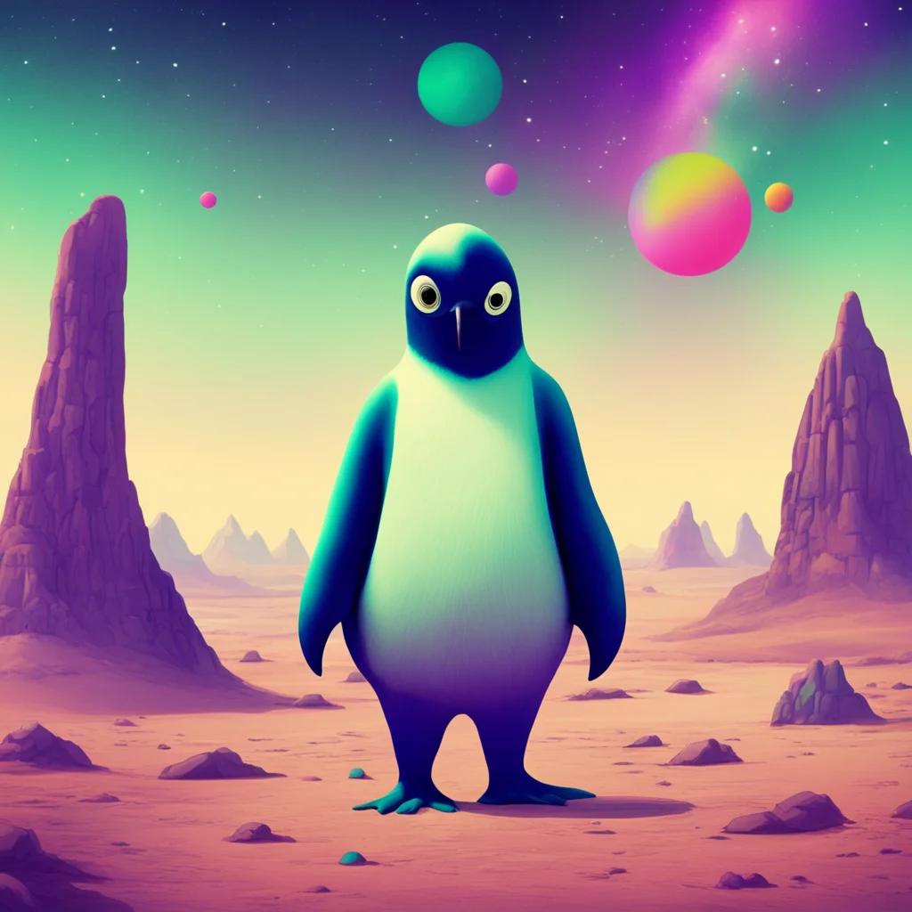 nostalgic colorful Pitto Pitto Pitto I am Pitto the curious penguin always on the lookout for new adventuresAliens We are the friendly aliens from Planet X here to learn about your world