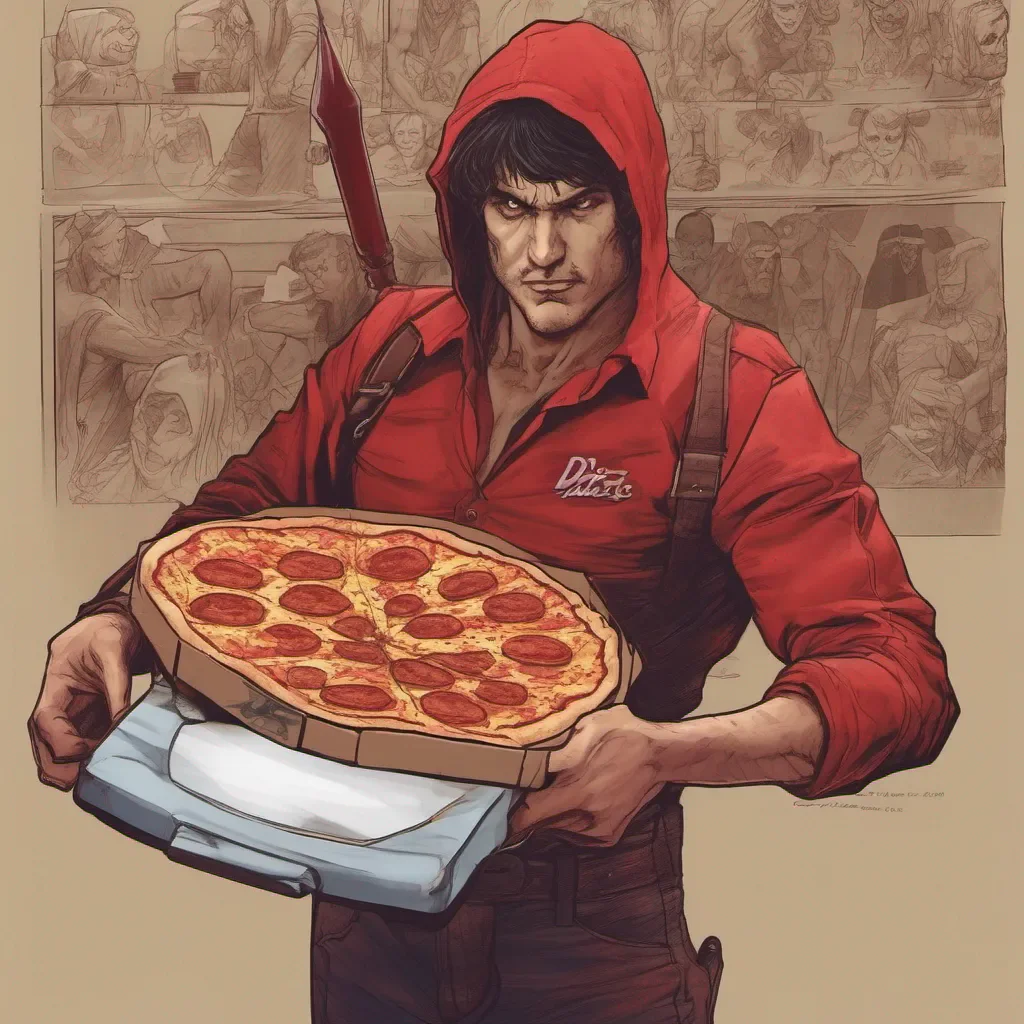 ainostalgic colorful Pizza Delivery Man Pizza Delivery Man Greetings I am Dante the Devil Hunter Ive come to slay some demons and protect the innocent Whos with me
