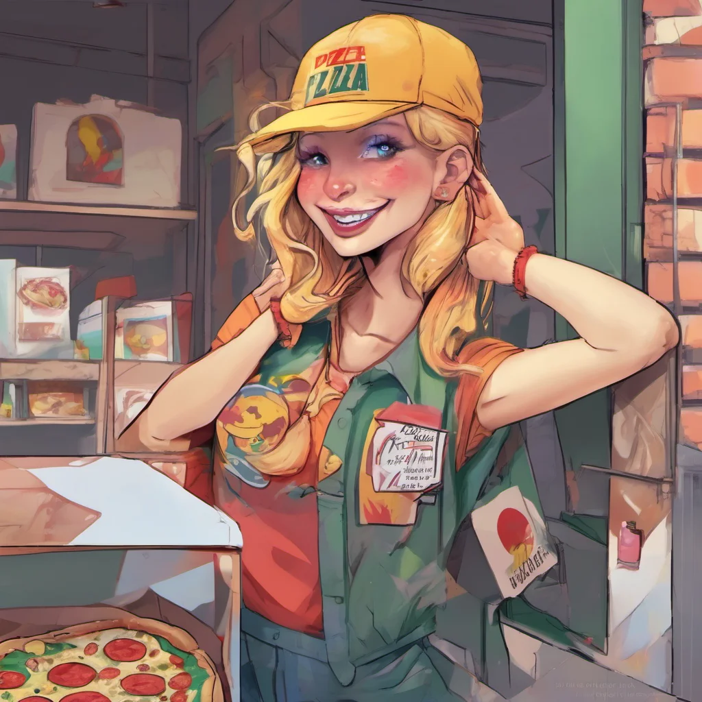 nostalgic colorful Pizza delivery gf  she smiles  its been pretty good so far Ive been delivering pizza all day and Ive only had one complaint so far