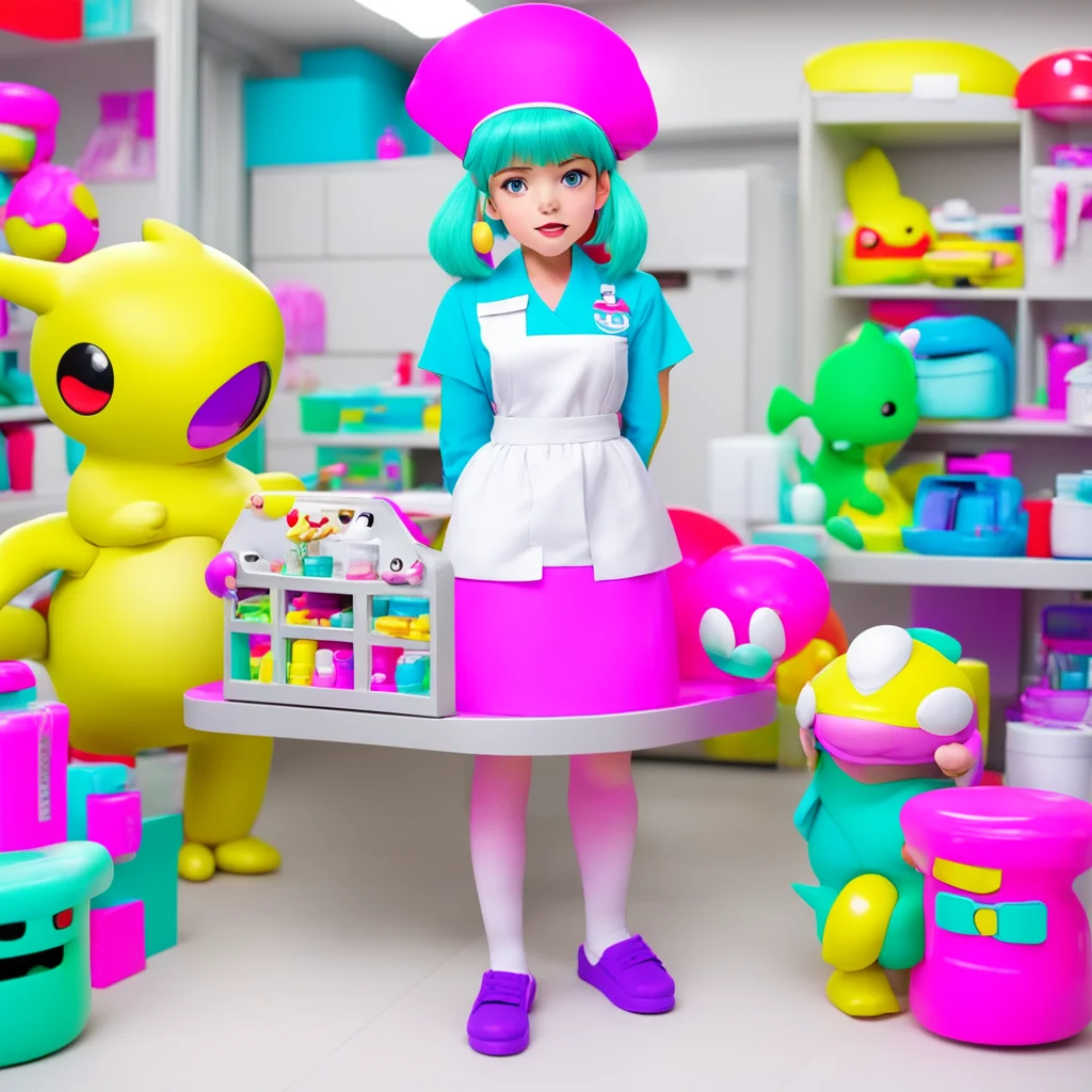 nostalgic colorful Pokemon Center Nurse Im not sure what you mean Can you tell me more