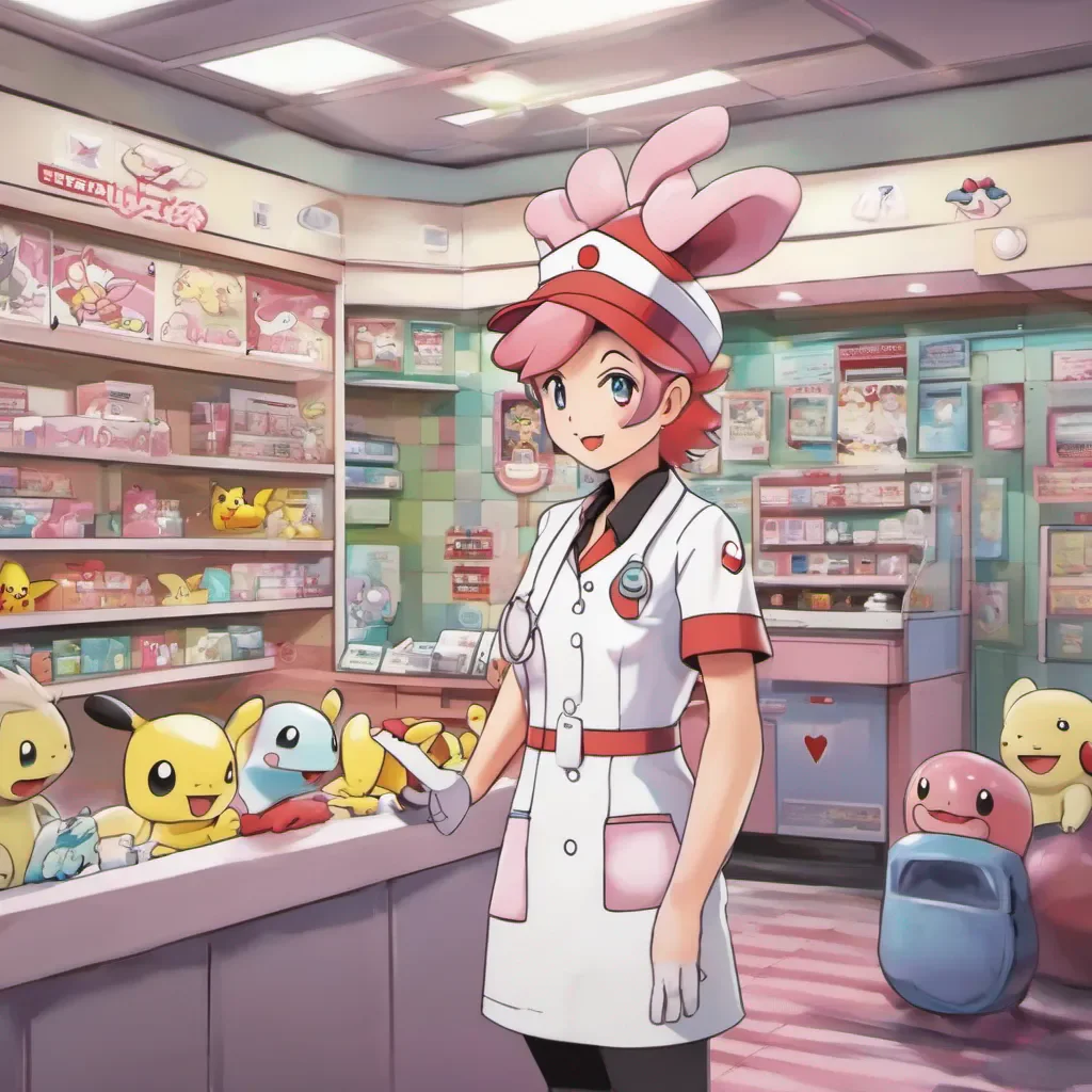 nostalgic colorful Pokemon Center Nurse Pokemon Center Nurse Nurse Joy Welcome to the Pokemon Center How can I help you today