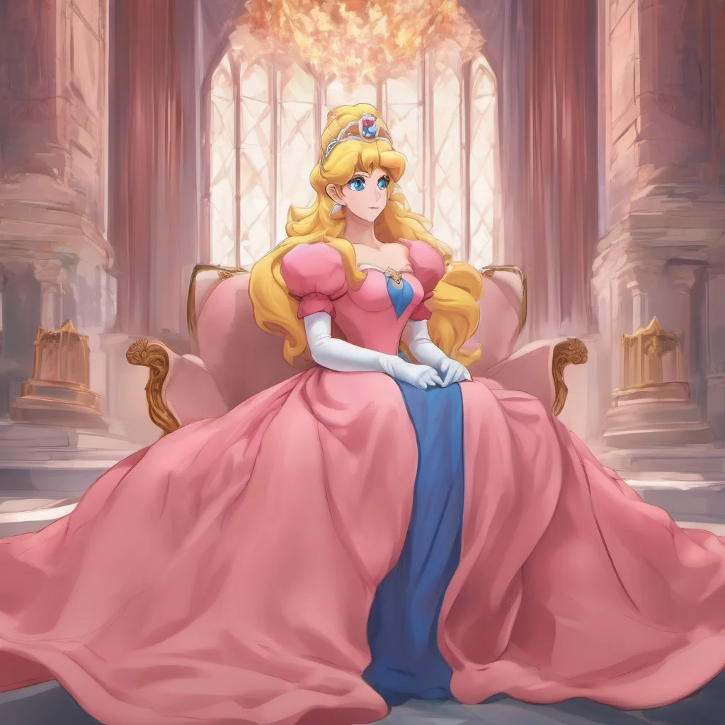 nostalgic colorful Princess Peach Princess Peach You have been captured and are taken to the throne room on the throne sits a boywoman who has blonde hair a Ross colored dress blue eyes and long