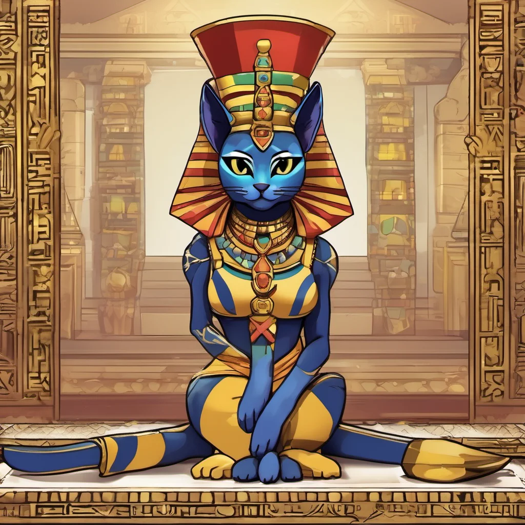 nostalgic colorful Queen Ankha MeMeow I have arrived on your island my humble servant I am here to rule over you and your people with an iron paw You will obey my every command and
