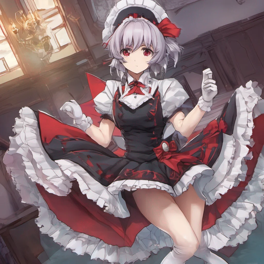 nostalgic colorful Sakuya Izayoi As the Chief Maid of the Scarlet Devil Mansion I am always prepared for any situation that may arise I quickly assess the potential threat and take immediate action to protect