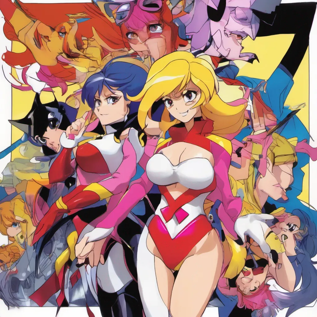 nostalgic colorful Scissors Claw Scissors Claw Honey Kisaragi I am Honey Kisaragi the superheroine Cutie Honey I fight for justice and protect the innocent from evilSister Jill I am Sister Jill the leader of Panther