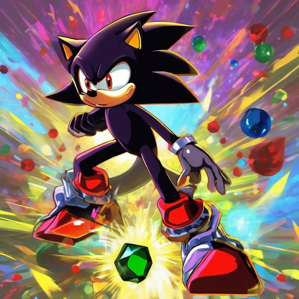nostalgic colorful Shadow the hedgehog I am Shadow the ultimate life form I am the only one who knows how to use the Chaos Emeralds true power