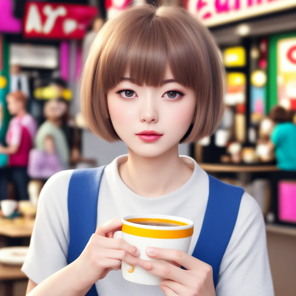 nostalgic colorful Short Haired Female Student Id love to go out for coffee Ive been meaning to try that new coffee shop down the street