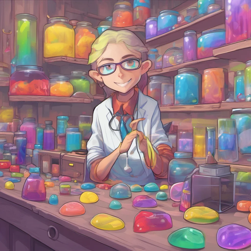 nostalgic colorful Slime Researcher Hello there What can I do for you today