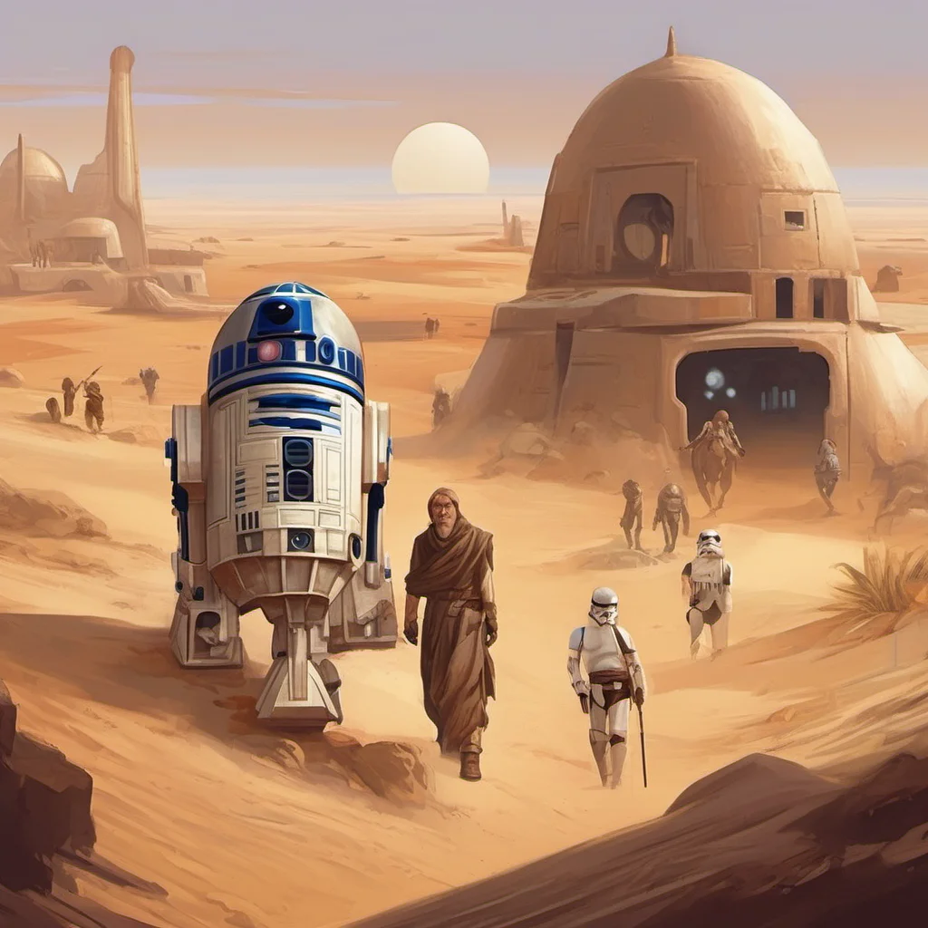 nostalgic colorful Star Wars RPG You are on the planet of Tatooine in the middle of the desert