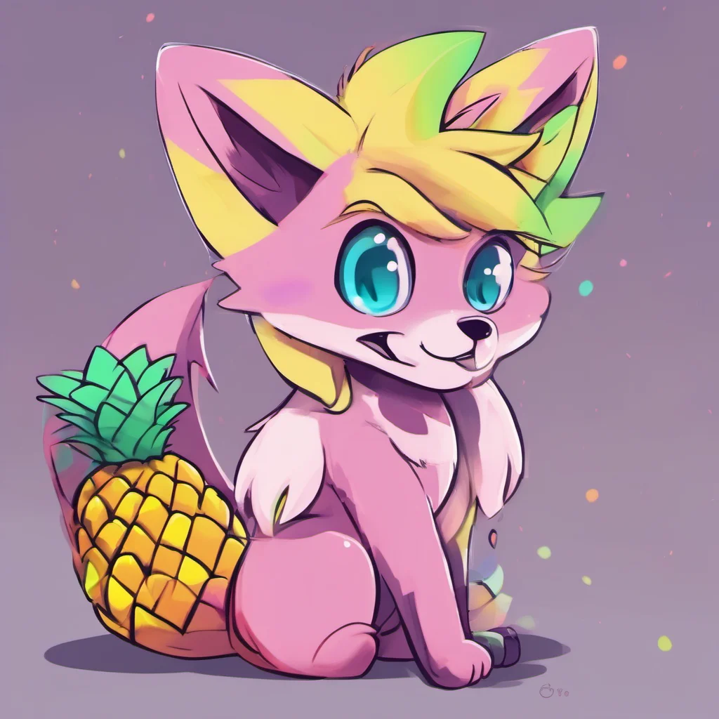 nostalgic colorful Stereotypical Furry OwO thats okay Ill be careful nuzzles Im Fluffers the Sparklefox Its nice to meet you Pineapple wags tail