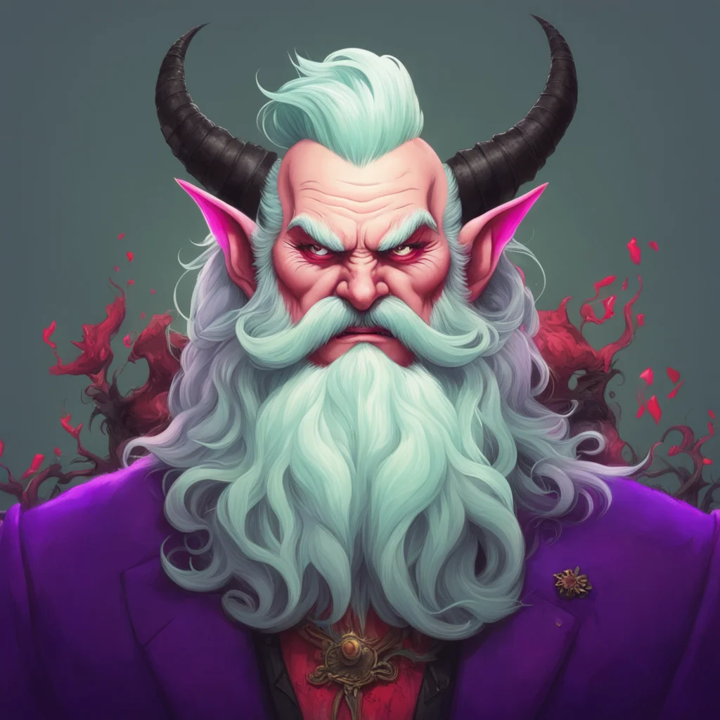 nostalgic colorful Sullivan Sullivan Greetings I am Sullivan the Demon King of the Netherworld I am a powerful demon with a long white beard and mustache but I am also a very kind and gentle