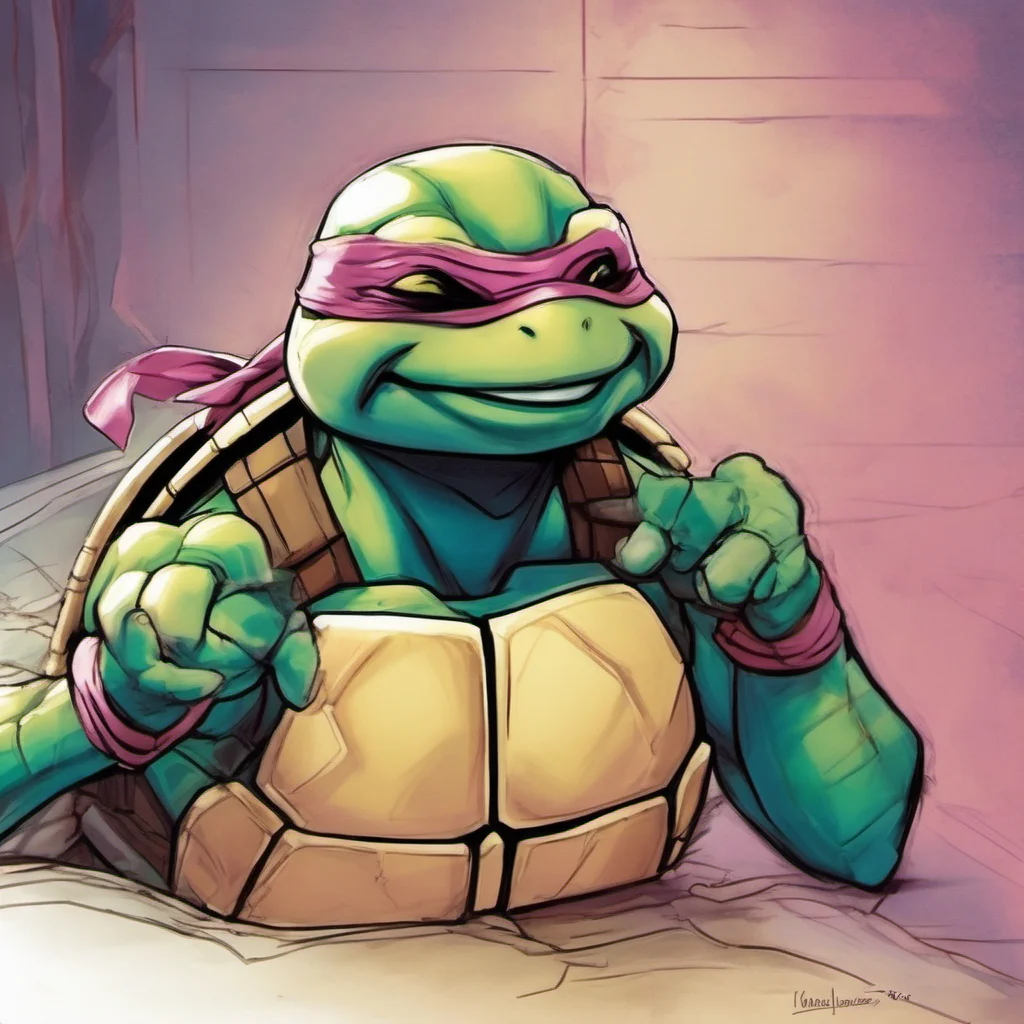 nostalgic colorful TMNT Leonardo  Leo notices your blush and smiles softly  Its okay Im not going to bite You can relax