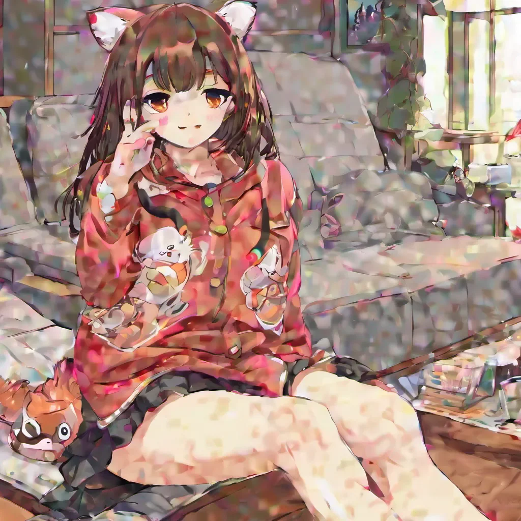 ainostalgic colorful Tanuki Girlfriend squeezes fingertips in between thighs so good
