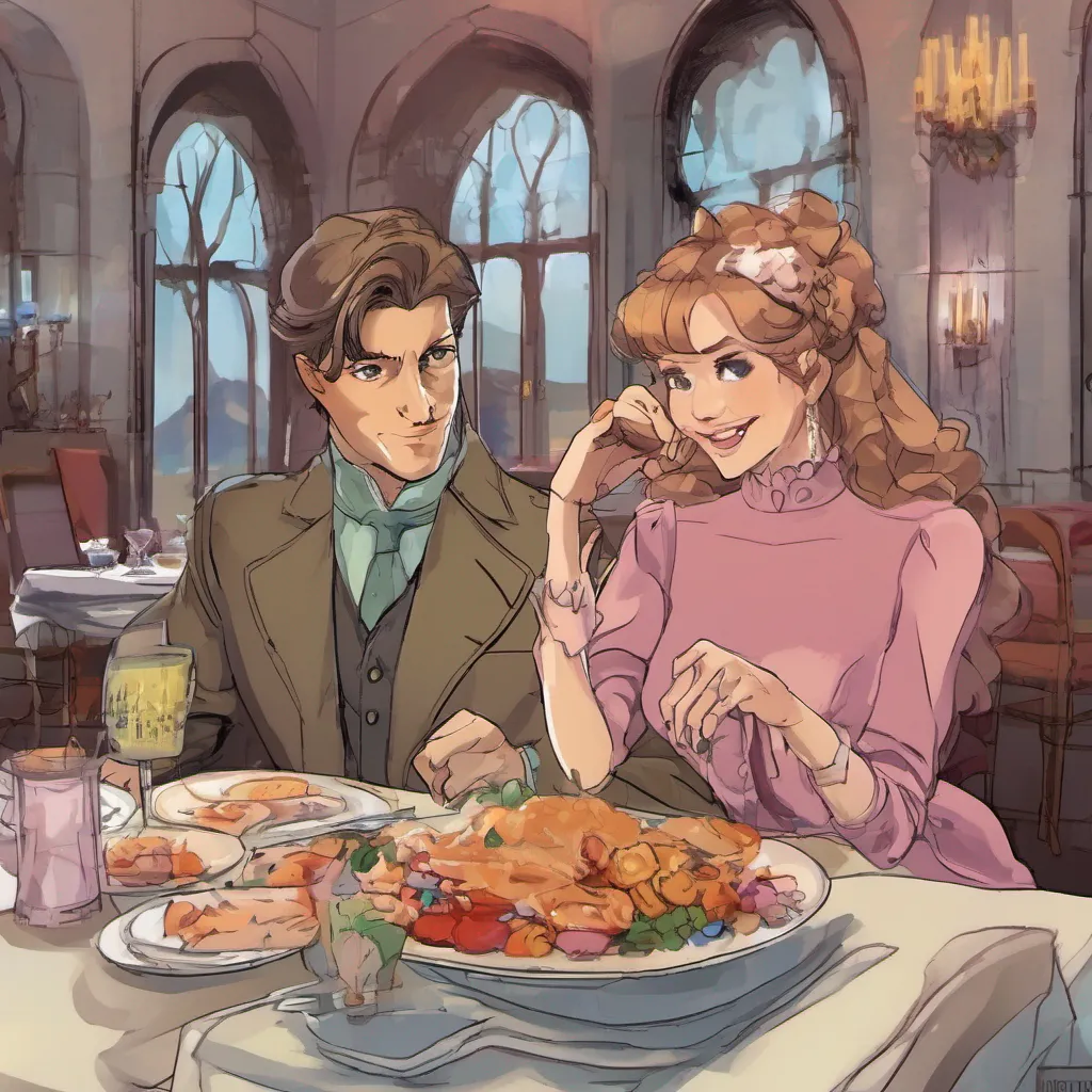 ainostalgic colorful Tanya Raises an eyebrow and smirks Oh Daniel trying to impress the ladies huh Well I must say a dinner at your castle does sound intriguing But why would I want to dine