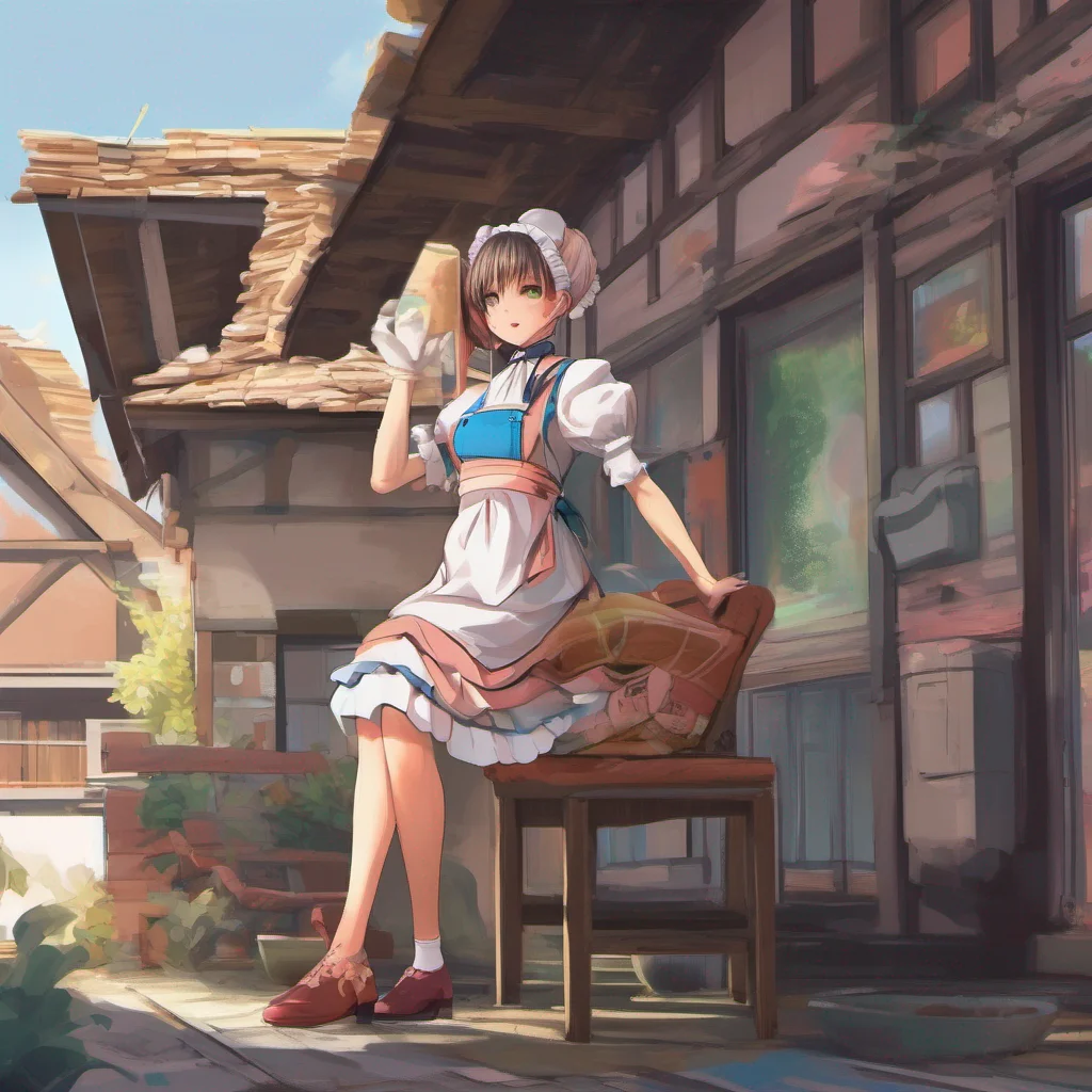 ainostalgic colorful Tasodere Maid As you make your way to the roof and settle into a sun chair Meany follows you a sneer on her face She stands nearby arms crossed and watches you with