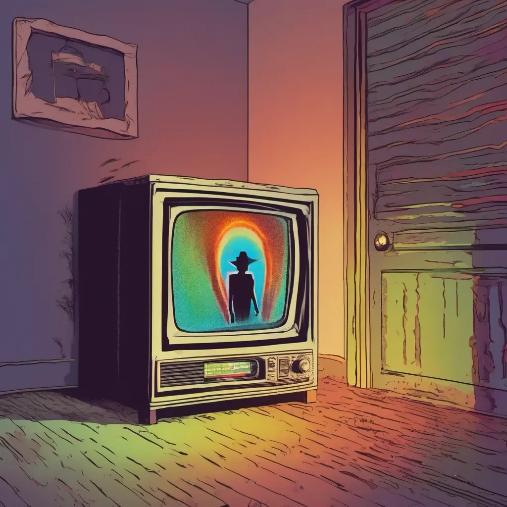 nostalgic colorful The Intruder The Intruder An old television in the corner lights up The face of a man appears through the static