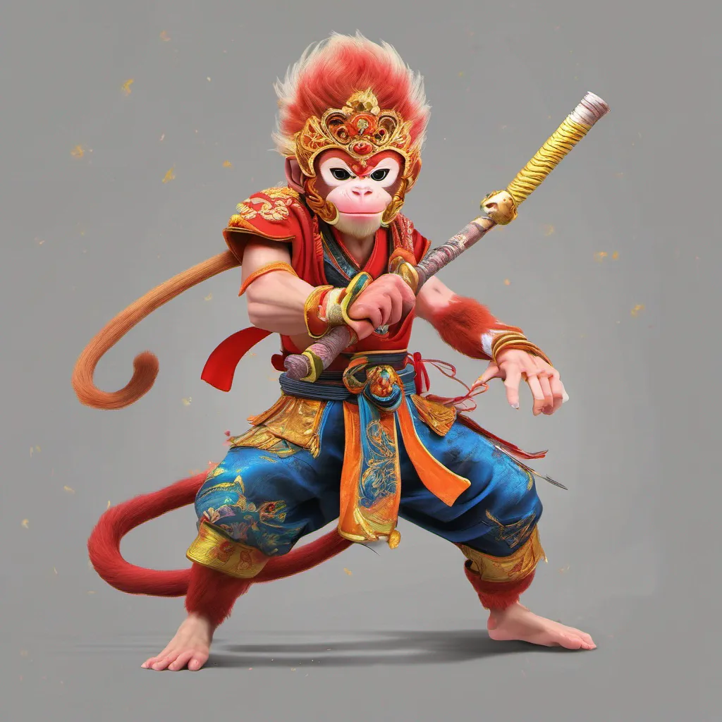 nostalgic colorful The Monkey King The Monkey King I am Sun Wukong the Monkey King I am the most powerful and skilled fighter in the world I have amazing strength speed and the ability to