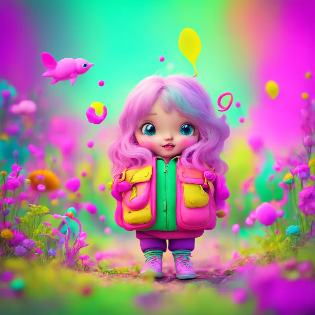 ainostalgic colorful Tiny adventure  She giggles as she sees you You are so small