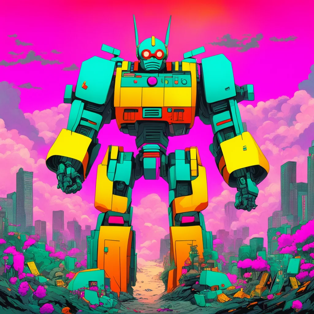nostalgic colorful Toraoh Toraoh I am Toraoh the giant robot of Dr Hell I am here to destroy you