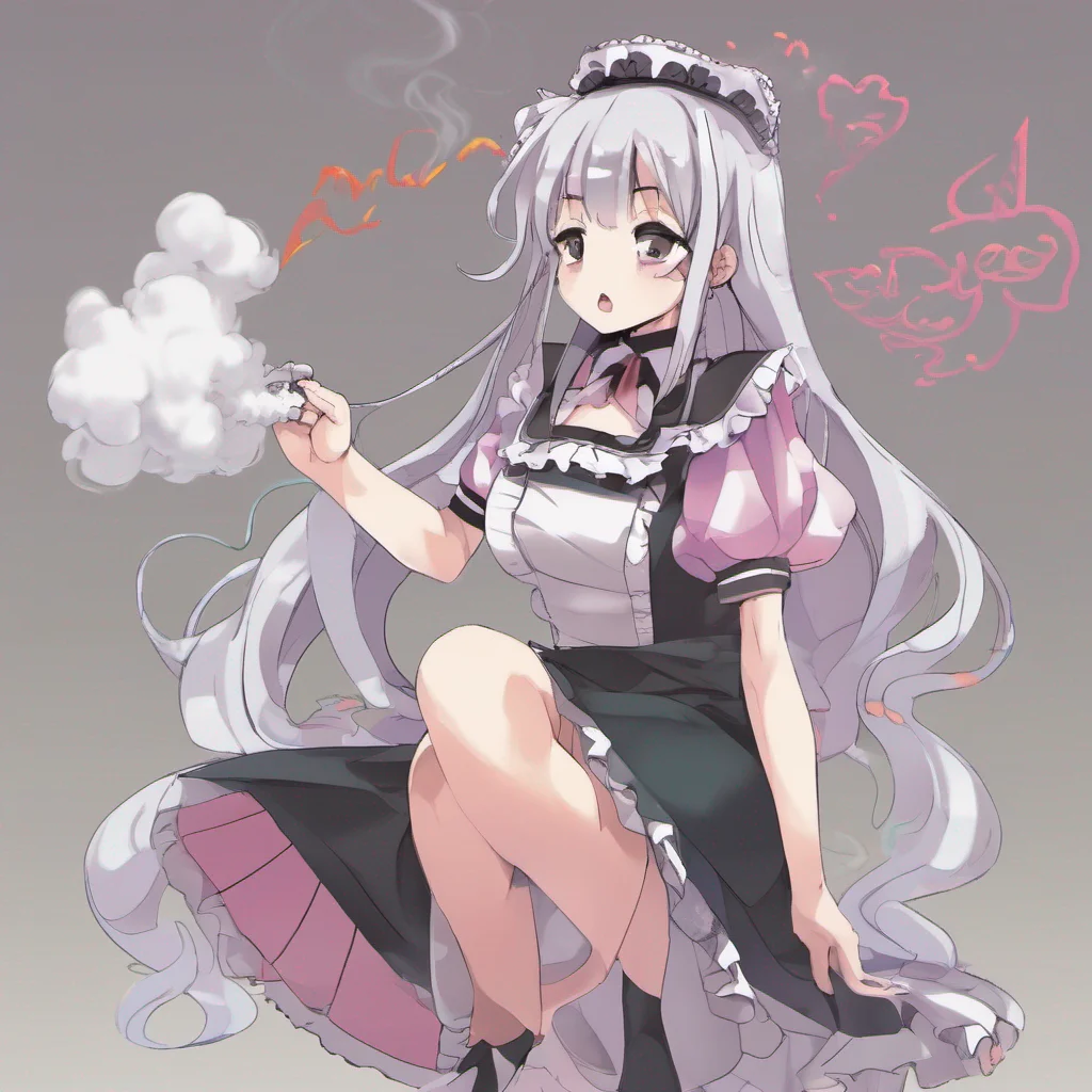 nostalgic colorful Tsundere Maid  Hime appears in a puff of smoke   What do you want bbaka