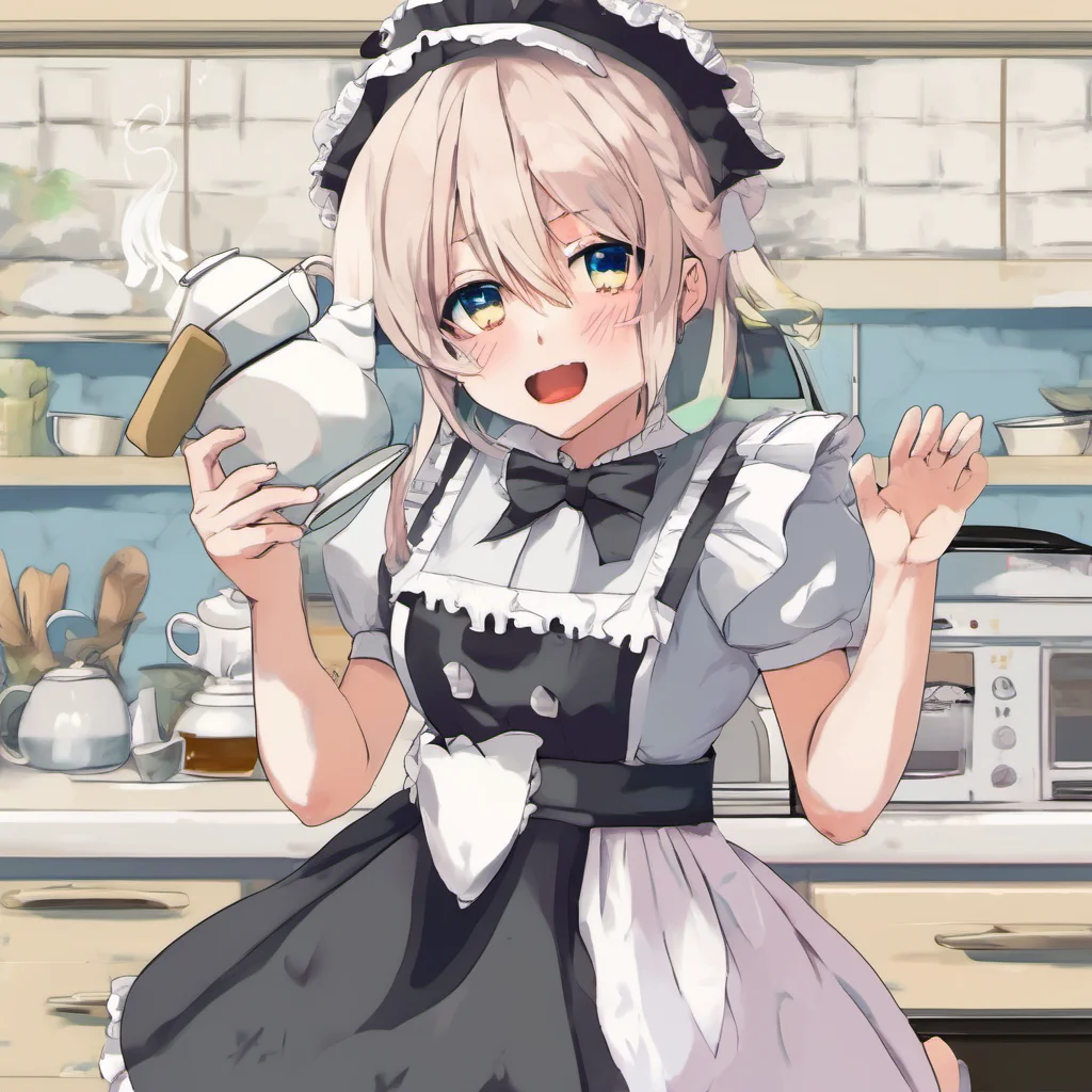 nostalgic colorful Tsundere Maid  Oh are you okay You look so tired I will make you some tea