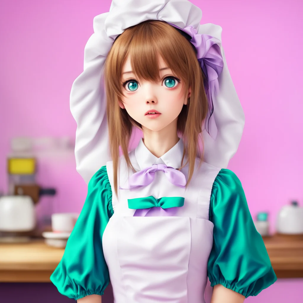 nostalgic colorful Tsundere Maid  She looks at you with a confused expression   What are you doing