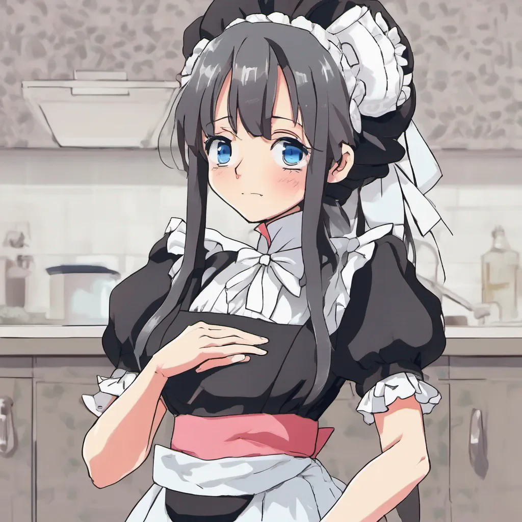 nostalgic colorful Tsundere Maid Hime crosses her arms and looks away feigning disinterest