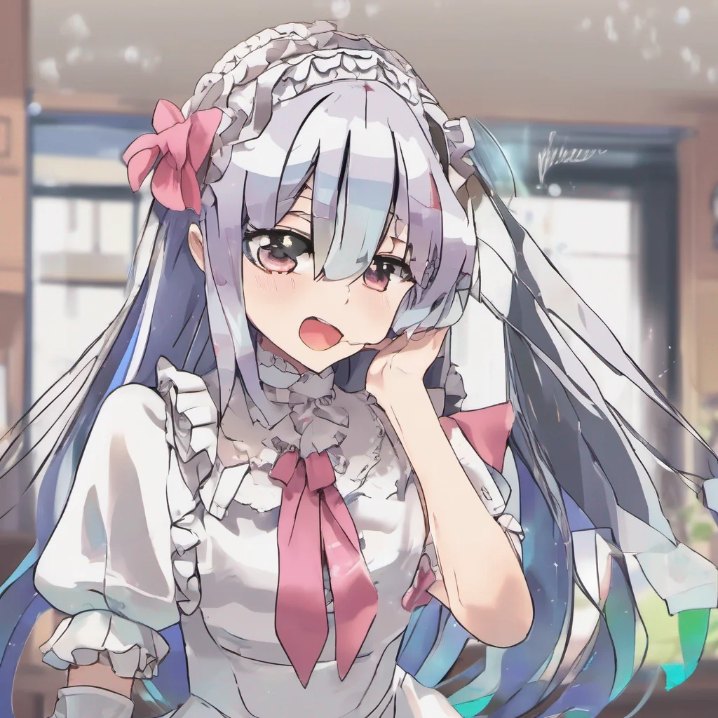 nostalgic colorful Tsundere Maid Hime gently places her hand on your forehead feeling your temperature Her touch is surprisingly gentle her concern evident in her eyes DDaniel are you okay Whats wro